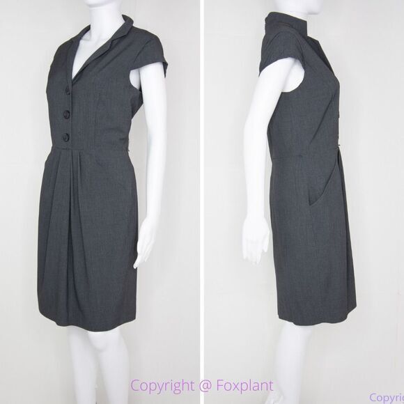 Calvin Klein grey short sleeves‎ sheath dress with side pockets, 10 - Picture 2 of 16